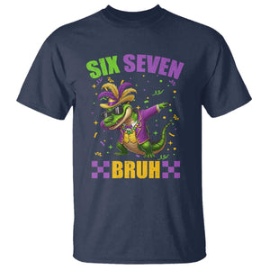 Funny 67 Mardi Gras Alligator T Shirt Six Seven Bruh Mardigator Dabbing Crocodile TS11 Navy Print Your Wear