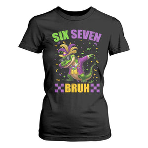 Funny 67 Mardi Gras Alligator T Shirt For Women Six Seven Bruh Mardigator Dabbing Crocodile TS11 Black Print Your Wear
