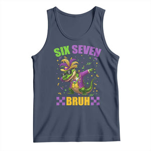 Funny 67 Mardi Gras Alligator Tank Top Six Seven Bruh Mardigator Dabbing Crocodile TS11 Navy Print Your Wear