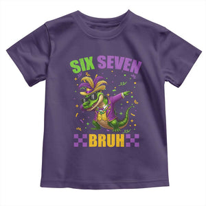 Funny 67 Mardi Gras Alligator Toddler T Shirt Six Seven Bruh Mardigator Dabbing Crocodile TS11 Purple Print Your Wear
