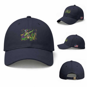 Funny Dabbing Alligator 67 Mardi Gras Six Seven Meme Baseball Cap TS11 Baseball Cap Universal Fit Navy Print Your Wear