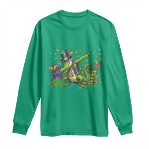 Funny Dabbing Alligator 67 Mardi Gras Six Seven Meme Long Sleeve Shirt TS11 Irish Green Print Your Wear
