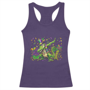 Funny Dabbing Alligator 67 Mardi Gras Six Seven Meme Racerback Tank Top TS11 Purple Print Your Wear