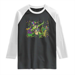 Funny Dabbing Alligator 67 Mardi Gras Six Seven Meme Raglan Shirt TS11 Black White Print Your Wear