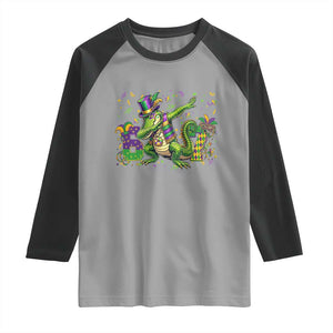 Funny Dabbing Alligator 67 Mardi Gras Six Seven Meme Raglan Shirt TS11 Sport Gray Black Print Your Wear