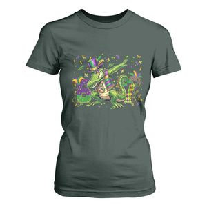 Funny Dabbing Alligator 67 Mardi Gras Six Seven Meme T Shirt For Women TS11 Dark Forest Green Print Your Wear