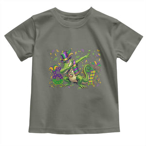Funny Dabbing Alligator 67 Mardi Gras Six Seven Meme Toddler T Shirt TS11 Military Green Print Your Wear