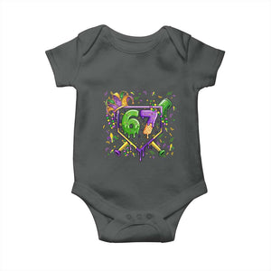 Funny Baseball Mardi Gras 67 Ice Cream Drip Baby Onesie Six Seven Meme Carnival TS11 Dark Heather Print Your Wear