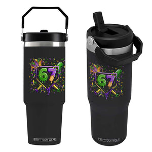 Funny Baseball Mardi Gras 67 Ice Cream Drip Flip Straw Tumbler Six Seven Meme Carnival TS11 One Size: 30 oz Black Print Your Wear