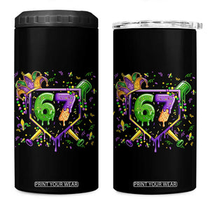 Funny Baseball Mardi Gras 67 Ice Cream Drip 4 in 1 Can Cooler Tumbler Six Seven Meme Carnival TS11 One Size: 16 oz Black Print Your Wear