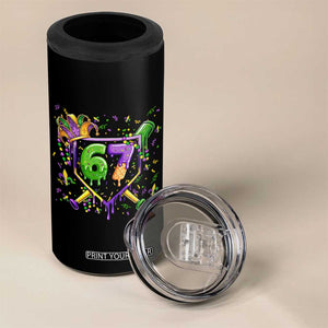 Funny Baseball Mardi Gras 67 Ice Cream Drip 4 in 1 Can Cooler Tumbler Six Seven Meme Carnival TS11 Print Your Wear