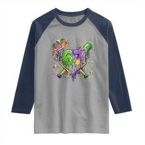 Funny Baseball Mardi Gras 67 Ice Cream Drip Raglan Shirt Six Seven Meme Carnival TS11 Sport Gray Navy Print Your Wear