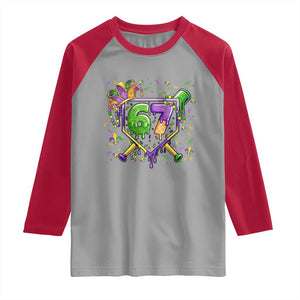 Funny Baseball Mardi Gras 67 Ice Cream Drip Raglan Shirt Six Seven Meme Carnival TS11 Sport Gray Red Print Your Wear