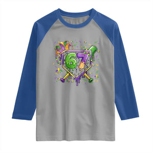 Funny Baseball Mardi Gras 67 Ice Cream Drip Raglan Shirt Six Seven Meme Carnival TS11 Sport Gray Royal Print Your Wear