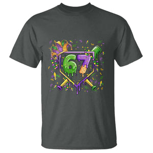 Funny Baseball Mardi Gras 67 Ice Cream Drip T Shirt Six Seven Meme Carnival TS11 Dark Heather Print Your Wear