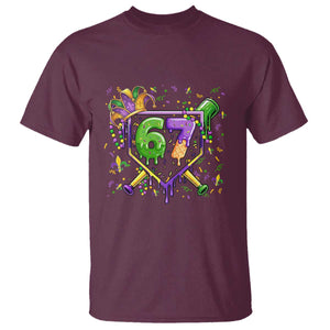 Funny Baseball Mardi Gras 67 Ice Cream Drip T Shirt Six Seven Meme Carnival TS11 Maroon Print Your Wear