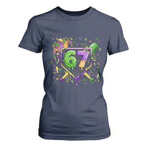Funny Baseball Mardi Gras 67 Ice Cream Drip T Shirt For Women Six Seven Meme Carnival TS11 Navy Print Your Wear