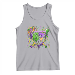 Funny Baseball Mardi Gras 67 Ice Cream Drip Tank Top Six Seven Meme Carnival TS11 Athletic Heather Print Your Wear