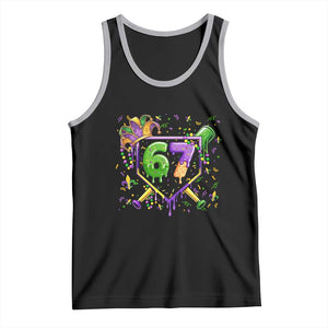Funny Baseball Mardi Gras 67 Ice Cream Drip Tank Top Six Seven Meme Carnival TS11 Black Athletic Heather Print Your Wear
