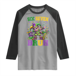 Funny 67 Mardi Gras Raglan Shirt Six Seven Bruh Dabbing Jester TS11 Sport Gray Black Print Your Wear