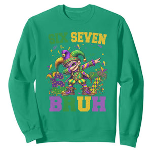 Funny 67 Mardi Gras Sweatshirt Six Seven Bruh Dabbing Jester TS11 Irish Green Print Your Wear