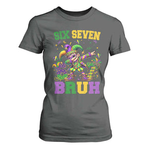 Funny 67 Mardi Gras T Shirt For Women Six Seven Bruh Dabbing Jester TS11 Dark Heather Print Your Wear