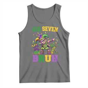Funny 67 Mardi Gras Tank Top Six Seven Bruh Dabbing Jester TS11 Black Heather Print Your Wear