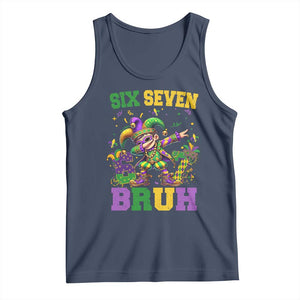 Funny 67 Mardi Gras Tank Top Six Seven Bruh Dabbing Jester TS11 Navy Print Your Wear