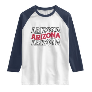 Retro Arizona Lover Raglan Shirt Groovy Typography Vintage 70s State TS12 White Navy Print Your Wear