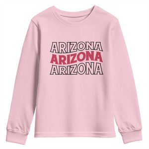 Retro Arizona Lover Youth Sweatshirt Groovy Typography Vintage 70s State TS12 Light Pink Print Your Wear