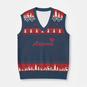 Arizona State Pride V-Neck Knit Sweater Vest Clean Word Art Minimalist Graphic TS12 Navy Red Print Your Wear
