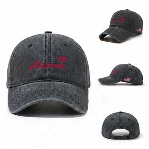 Arizona State Pride Washed Cotton Baseball Cap Clean Word Art Minimalist Graphic TS12 Washed Cap Universal Fit Dark Gray Print Your Wear