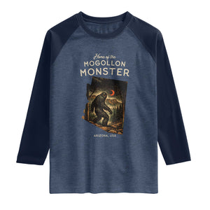 Mogollon Monster Arizona Raglan Shirt Home Of The Cryptid Lover TS12 Heather Denim Navy Print Your Wear