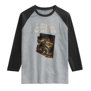 Mogollon Monster Arizona Raglan Shirt Home Of The Cryptid Lover TS12 Heather Gray Black Print Your Wear