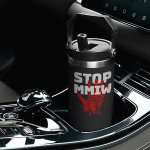 Indigenous Women Awareness Flip Straw Tumbler Stop MMIW Red Handprint Graphic TS12 Print Your Wear