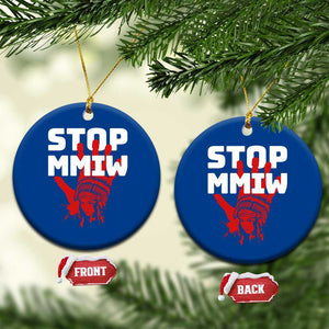 Indigenous Women Awareness Ceramic Ornament Stop MMIW Red Handprint Graphic TS12 1pc Blue Print Your Wear