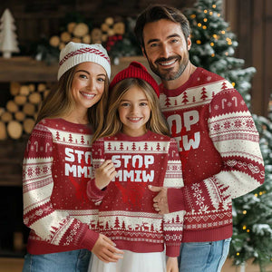 Indigenous Women Awareness Ugly Christmas Sweater Stop MMIW Red Handprint Graphic TS12 Red Beige Print Your Wear