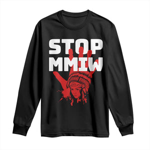 Indigenous Women Awareness Long Sleeve Shirt Stop MMIW Red Handprint Graphic TS12 Black Print Your Wear