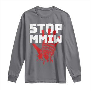 Indigenous Women Awareness Long Sleeve Shirt Stop MMIW Red Handprint Graphic TS12 Charcoal Print Your Wear