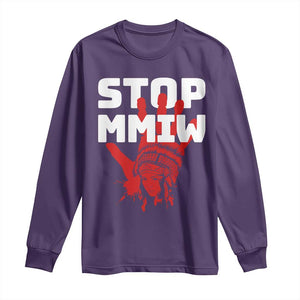 Indigenous Women Awareness Long Sleeve Shirt Stop MMIW Red Handprint Graphic TS12 Purple Print Your Wear