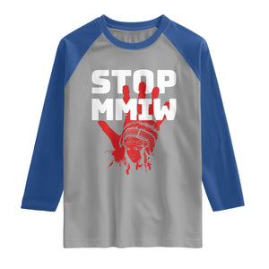 Indigenous Women Awareness Raglan Shirt Stop MMIW Red Handprint Graphic TS12 Sport Gray Royal Print Your Wear