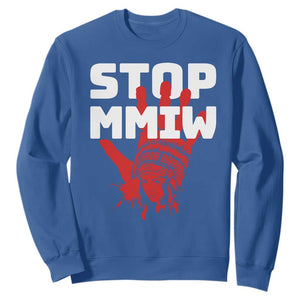 Indigenous Women Awareness Sweatshirt Stop MMIW Red Handprint Graphic TS12 Royal Blue Print Your Wear