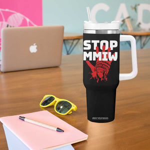 Indigenous Women Awareness Tumbler With Handle Stop MMIW Red Handprint Graphic TS12 Print Your Wear