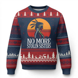 MMIW Awareness Ugly Christmas Sweater No More Stolen Sisters Native American Gift TS12 Navy Red Print Your Wear