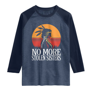 MMIW Awareness Raglan Shirt No More Stolen Sisters Native American Gift TS12 Heather Denim Navy Print Your Wear
