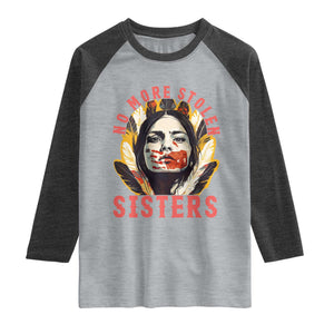 Native American Awareness Gift Raglan Shirt No More Stolen Sisters MMIW Support TS12 Heather Gray Heather Charcoal Print Your Wear
