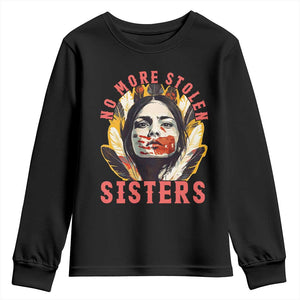 Native American Awareness Gift Youth Sweatshirt No More Stolen Sisters MMIW Support TS12 Black Print Your Wear