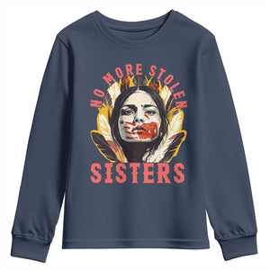 Native American Awareness Gift Youth Sweatshirt No More Stolen Sisters MMIW Support TS12 Navy Print Your Wear