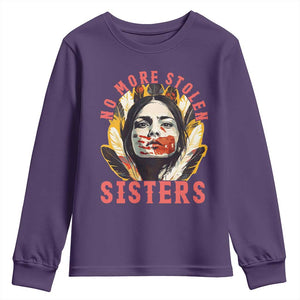 Native American Awareness Gift Youth Sweatshirt No More Stolen Sisters MMIW Support TS12 Purple Print Your Wear