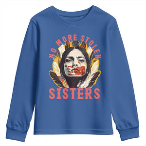 Native American Awareness Gift Youth Sweatshirt No More Stolen Sisters MMIW Support TS12 Royal Blue Print Your Wear